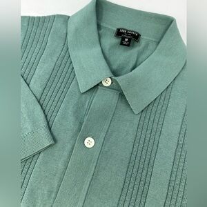 NWOT Todd Snyder Silk/Cotton Blend Ribbed Placket Mens Sz M Teal Z6